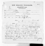 2 pages to Sir Donald McLean, from Native Minister and Minister of Colonial Defence - Inward telegrams