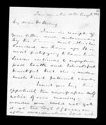4 pages written 18 Aug 1852 by Sir Donald McLean in Taranaki Region to Robert Roger Strang, from Family correspondence - Robert Strang (father-in-law)