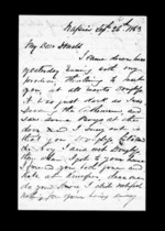 3 pages written 26 Sep 1863 by Archibald John McLean in Napier City to Sir Donald McLean, from Inward family correspondence - Archibald John McLean (brother)