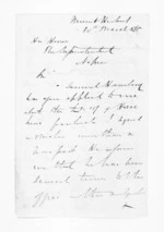 3 pages written 30 Mar 1865 by Henry Robert Russell to Sir Donald McLean in Napier City, from Inward letters - H R Russell