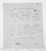1 page written 21 Nov 1872 by Sir Julius Vogel in Wellington City to Sir Donald McLean in Napier City, from Inward letters - Julius Vogel
