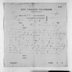5 pages written 12 Oct 1870 by John Davies Ormond in Napier City to Sir Donald McLean in Wellington, from Native Minister and Minister of Colonial Defence - Inward telegrams