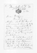 3 pages written 1 Feb 1868 by Henry Robert Russell in Herbert, Mount to Sir Donald McLean, from Inward letters - H R Russell
