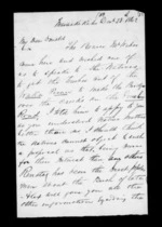 2 pages written 23 Dec 1862 by Archibald John McLean in Maraekakaho to Sir Donald McLean, from Inward family correspondence - Archibald John McLean (brother)