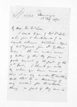 8 pages written 13 Feb 1870 by Henry Tacy Clarke in Tauranga to Sir Donald McLean, from Inward letters - Henry Tacy Clarke