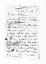 4 pages written 6 Mar 1863 by Captain Walter Charles Brackenbury in Auckland Region to Sir Donald McLean, from Inward letters -  W C Brackenbury