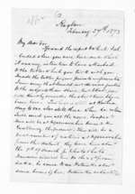 3 pages written 27 Feb 1873 by Robert Smelt Bush in Raglan to Sir Donald McLean in Auckland Region, from Inward letters - Robert S Bush