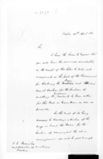 2 pages written 28 Apr 1860 by John Rogan in Raglan to Henry Newson Brewer in Kawhia, from Secretary, Native Department - War in Taranaki and Waikato and  King Movement
