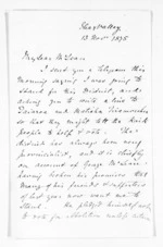 3 pages written 13 Nov 1875 by Sir Francis Dillon Bell to Sir Donald McLean, from Inward letters - Francis Dillon Bell