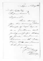 1 page written 14 May 1868 by Alexander Kennedy in Napier City to Sir Donald McLean, from Inward letters -  Alexander Kennedy