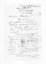 2 pages written 24 Jul 1864 by Henry Robert Russell to Sir Donald McLean, from Inward letters - H R Russell
