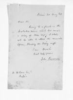 1 page written 31 May 1868 by John Parsons to Sir Donald McLean, from Inward letters - John Parsons