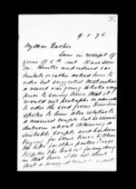 4 pages written 9 Jan 1875 by Sir Robert Donald Douglas Maclean to Sir Donald McLean, from Inward family correspondence - Douglas Maclean (son)