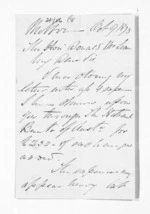 2 pages written 9 Oct 1873 by John Lang Currie to Sir Donald McLean, from Inward letters - John L Currie