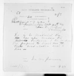 1 page written 24 Oct 1870 by an unknown author in Castlepoint to Sir Donald McLean in Wellington, from Native Minister and Minister of Colonial Defence - Inward telegrams