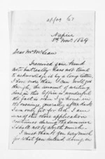 3 pages written 5 Nov 1869 by Edward Lister Green in Napier City to Sir Donald McLean, from Inward letters - Edward L Green