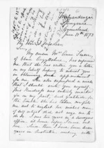 3 pages written 11 Jun 1873 by Alexander LeGrand Campbell to Sir Donald McLean, from Inward letters - Surnames, Campbell