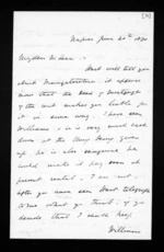 3 pages written 20 Jun 1870 by John Davies Ormond in Napier City to Sir Donald McLean, from Inward letters - J D Ormond