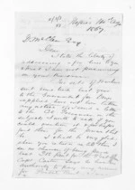 2 pages written 14 Aug 1867 by Robert William Ind Carver in Napier City to Sir Donald McLean, from Inward letters - Surnames, Car - Cha