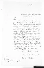 1 page written 22 Mar 1870 by Edward Walter Puckey in Featherston, from Native Minister - Meetings with Waikato chiefs and final pacification of the King Country