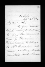 2 pages written 23 Sep 1862 by Canon Samuel Williams to Sir Donald McLean, from Inward letters - Samuel Williams
