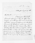 2 pages written 17 Aug 1863 by Sir Malcolm Fraser in Wellington to Sir Donald McLean, from Inward letters - Surnames, Fra - Fri