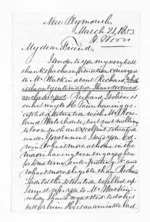 3 pages written 21 Mar 1853 by Rev William Woon in New Plymouth to Sir Donald McLean in Wellington, from Inward letters - William Woon