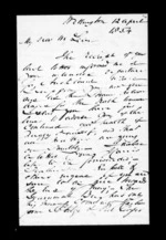 6 pages written 12 Apr 1854 by Robert Roger Strang in Wellington to Sir Donald McLean, from Family correspondence - Robert Strang (father-in-law)
