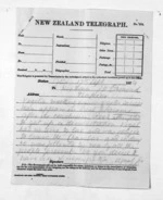 3 pages written 17 Sep 1874 by Sir Donald McLean to John Davies Ormond in Napier City, from Native Minister and Minister of Colonial Defence - Outward telegrams