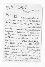 4 pages written 13 Jan 1874 by Robert Smelt Bush in Raglan to Sir Donald McLean in Wellington City, from Inward letters - Robert S Bush