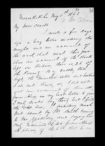 3 pages written 1 May 1861 by Archibald John McLean in Maraekakaho to Sir Donald McLean, from Inward family correspondence - Archibald John McLean (brother)