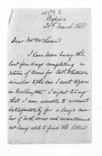 2 pages written 20 Mar 1868 by Edward Lister Green in Napier City to Sir Donald McLean, from Inward letters - Edward L Green