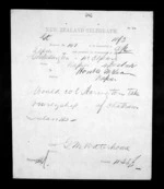 1 page written 4 Dec 1872 by George Marsden Waterhouse in Wellington to Sir Donald McLean in Napier City, from Native Minister - Inward telegrams