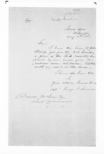 1 page written 10 May 1853 by George Frederick Swainson in Wellington City to Sir Donald McLean, from Native Land Purchase Commissioner - Papers