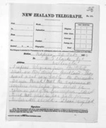 2 pages written 30 Oct 1874 by John Henry Herbert St John in Napier City to Henry Tacy Clarke in Wellington City, from Native Minister and Minister of Colonial Defence - Outward telegrams