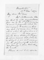 2 pages written 16 Dec 1870 by John Valentine Smith in Masterton to Sir Donald McLean in Wellington, from Inward letters - Surnames, Smith