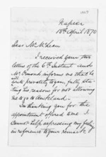 5 pages written 18 Mar 1870 by Edward Lister Green in Napier City to Sir Donald McLean, from Inward letters - Edward L Green