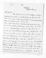 4 pages written 1 Apr 1875 by Robert Smelt Bush in Raglan to Sir Donald McLean, from Inward letters - Robert S Bush