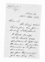3 pages written 22 Sep 1861 by J Shepherd in Waiuku to Sir Donald McLean in Auckland City, from Inward letters - Surnames, She - Sid
