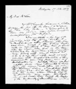 2 pages written 17 Oct 1859 by Robert Roger Strang in Wellington to Sir Donald McLean, from Family correspondence - Robert Strang (father-in-law)