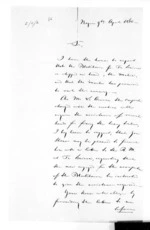 3 pages written 9 Apr 1865 by Charles Herman Weber in Napier City to Sir Donald McLean in Napier City, from Superintendent, Hawkes Bay and Government Agent, East Coast - Papers