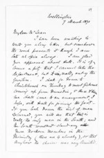 6 pages written 7 Mar 1871 by Sir Francis Dillon Bell in Wellington to Sir Donald McLean, from Inward letters - Francis Dillon Bell