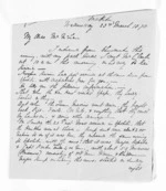 4 pages written 23 Mar 1870 by H F Way to Sir Donald McLean, from Inward letters and diary extracts - H F Way