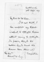 4 pages written 10 Sep 1871 by Charles Heaphy in Auckland City to Sir Donald McLean, from Inward letters -  Charles Heaphy