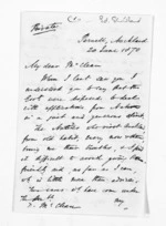 5 pages written 20 Jun 1870 by Edward Shortland in Auckland City to Sir Donald McLean, from Inward letters - Surnames, She - Sid