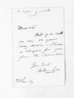 1 page written by William Lyon to Sir Donald McLean, from Inward letters - Surnames, Lud - Lyo