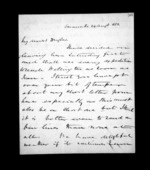 3 pages written 24 Aug 1852 by Sir Donald McLean in Taranaki Region to Susan Douglas McLean, from Inward family correspondence - Susan McLean (wife)