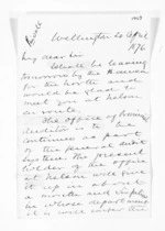 2 pages written 20 Apr 1876 by Sir Donald McLean in Wellington, from Outward drafts and fragments