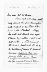 2 pages written 28 Jul 1873 by Sir James Fergusson to Sir Donald McLean, from Inward letters - Sir James Fergusson (Governor)