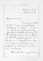 2 pages written 19 Oct 1857 by William McHardy to Sir Donald McLean in Auckland Region, from Inward letters - Surnames, Macfar - McHar